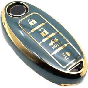 FEYOUN Key Fob Cover Compatible with Nissan Altima Armada GT-R Sentra Versa Infiniti Q50 Smart 4 Buttons TPU Remote Keyless Key Fob Case Protection Shell Accessories, White