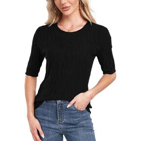 MINTLIMIT Womens Short Sleeve Sweater Summer Pullover Shirt Tops Casual V Neck/Crew Neck Lightweight Knit Sweater Blouses