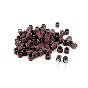 TMAX 100 pc 1/4 Inch Sand Drum Grit 60 Coarse with 2 pc 1/8 Inch Mandrel for Dremel Rotary Tools