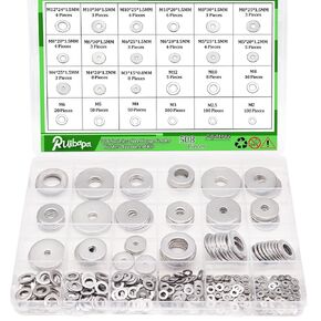 620 pcs Fender Washers for Screws and Bolts,Fender Washer Assortment Kit 304 Stainless Steel 24 Different Sizes M2 M2.5 M3 M4 M5 M6 M8 M10 M12 for Home and Industrial Usage