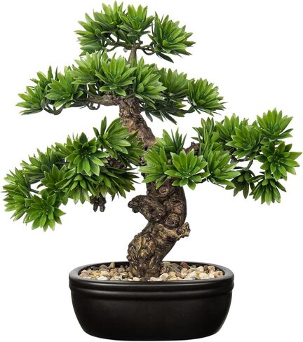 Fake Bonsai Tree Bonsai Plant 13.8" Tall Artificial Bonsai Trees with Cemant Pot Decorated with Pebbles Desk Plant Indoor Bonsai for Home Office Decor in Kuwait