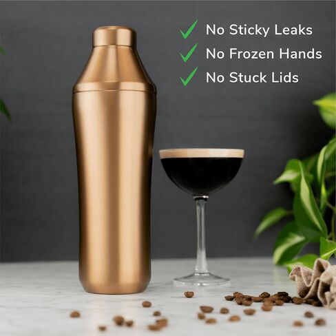 Elevated Craft Hybrid Cocktail Shaker - Premium Vacuum Insulated Stainless Steel Copper Cocktail Shaker - Innovative Measuring System - Martini Shaker for the Home Bartender - 28oz Total Volume in Saudi Arabia
