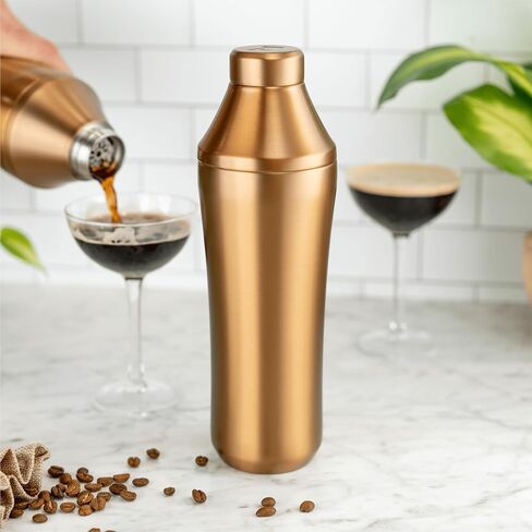 Elevated Craft Hybrid Cocktail Shaker - Premium Vacuum Insulated Stainless Steel Copper Cocktail Shaker - Innovative Measuring System - Martini Shaker for the Home Bartender - 28oz Total Volume in Saudi Arabia