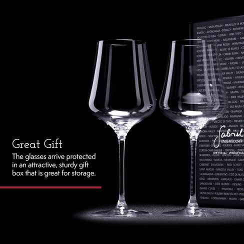 Gabriel-Glas StandArt Crystal Wine Glasses, Set of 2 with Gift Box - Premium, Universal Wine Glass for Red and White Wine - Dishwasher Safe, Lead-Free, 16 oz. in Saudi Arabia