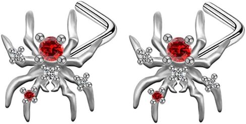 2Pcs 20G Spider L-Shaped Nose Rings Studs for Women Men Surgical Steel Spiders Nose Screws Studs Rings Nose Nostrial Piercing Jewelry in Saudi Arabia