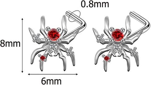2Pcs 20G Spider L-Shaped Nose Rings Studs for Women Men Surgical Steel Spiders Nose Screws Studs Rings Nose Nostrial Piercing Jewelry in Saudi Arabia