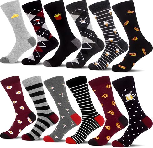 WeciBor Mens Patterned Dress Casual Socks 12 Pairs Fun Colorful Fashion Cew Socks in Saudi Arabia