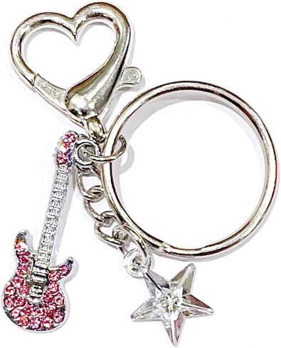 COLORFUL BLING Cute Heart Star Guitar Keychain Y2K Cute Strawberry Keyring Bag Charms Pendant Y2K Accessories for Women in Saudi Arabia