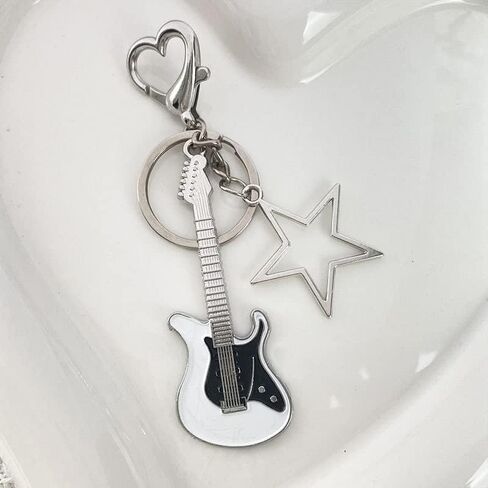 COLORFUL BLING Cute Heart Star Guitar Keychain Y2K Cute Strawberry Keyring Bag Charms Pendant Y2K Accessories for Women in Saudi Arabia