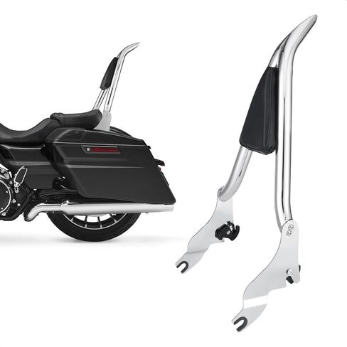 Sissy Bar for Harley Touring, Detachable ​Rear Passenger Backrest Fits for 2009-2024 CVO Road King Road Glide Street Glide Electra Glide (Black, 18") in Saudi Arabia