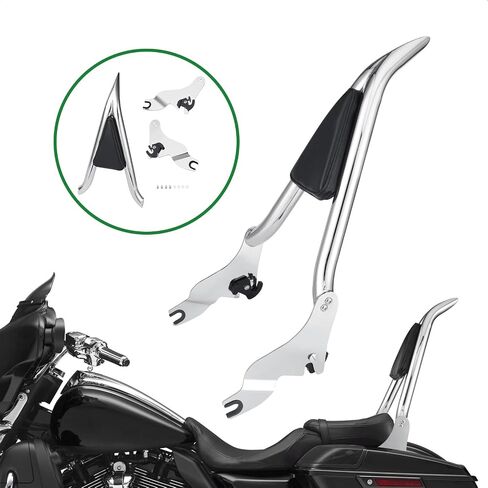 Sissy Bar for Harley Touring, Detachable ​Rear Passenger Backrest Fits for 2009-2024 CVO Road King Road Glide Street Glide Electra Glide (Black, 18") in Saudi Arabia