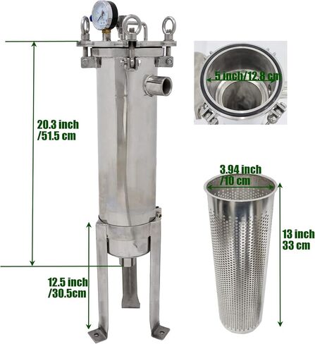#3 Bag Filter Housing 304 Stainless Steel Filter Solid-Liquid Separation Tool 120PSI Industrial Sock Filter 1" Fnpt in/Out Bag Water Filter Purification Equipment 0.6 SQ FT Filtering Area in Saudi Arabia