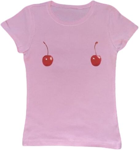 Y2k Baby Tee Y2K Tops Print Sleeveless Tank Top Ridded Crop Top Fruit Print Tee Vest Tee 90s Street Outfits Emo in Kuwait