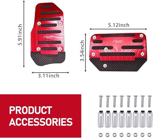 2 Pack Automatic Car Transmission Pedal Covers Kit, Sports Design, Scratch-Resistant Anti-Slip Vehicle Foot Pedals Accessories, Universal Automotive Transmission Brake Pad Decoration (Silver) in Saudi Arabia