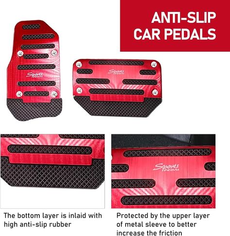 2 Pack Automatic Car Transmission Pedal Covers Kit, Sports Design, Scratch-Resistant Anti-Slip Vehicle Foot Pedals Accessories, Universal Automotive Transmission Brake Pad Decoration (Silver) in Saudi Arabia