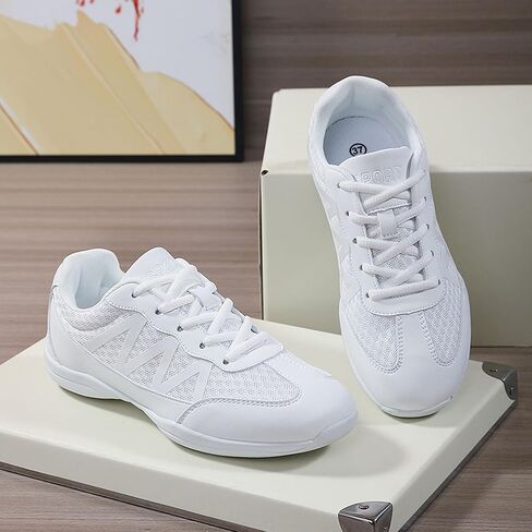 Girls White Cheerleading Cheer Shoes Womens Dance Sneakers Athletic Training Tennis Breathable Competition Walking Shoes in Saudi Arabia