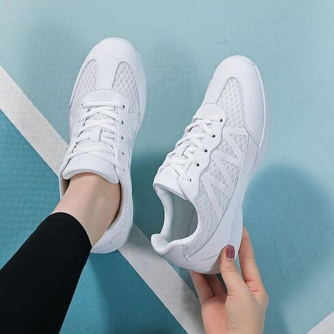 Girls White Cheerleading Cheer Shoes Womens Dance Sneakers Athletic Training Tennis Breathable Competition Walking Shoes in Saudi Arabia