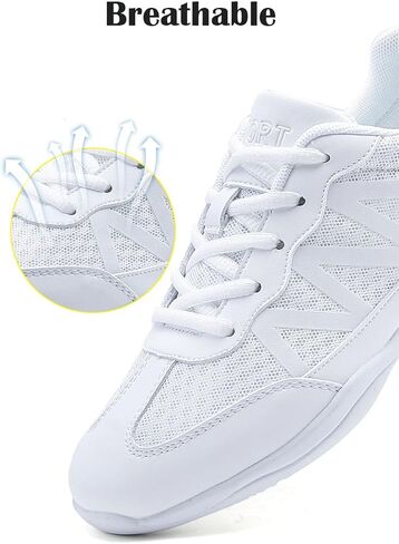Girls White Cheerleading Cheer Shoes Womens Dance Sneakers Athletic Training Tennis Breathable Competition Walking Shoes in Saudi Arabia