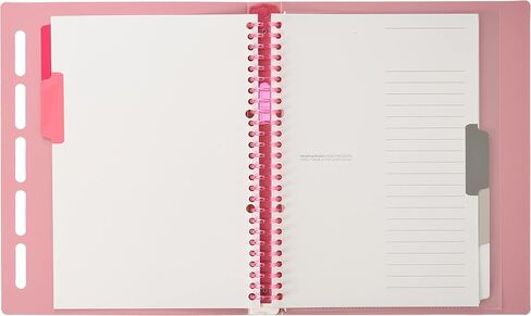Maruman CLARTE B5 Size 26-Ring Binder, 5 Index Window Cover, with 5-tab dividers + 10 Loose Leaf Papers + 1 Clear Pocket, Pink, 1 EA (F311-08) in Saudi Arabia