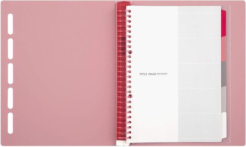 Maruman CLARTE B5 Size 26-Ring Binder, 5 Index Window Cover, with 5-tab dividers + 10 Loose Leaf Papers + 1 Clear Pocket, Pink, 1 EA (F311-08) in Saudi Arabia