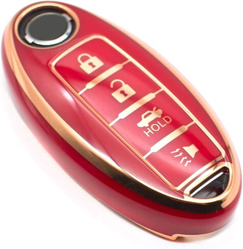 FEYOUN Key Fob Cover Compatible with Nissan Altima Armada GT-R Sentra Versa Infiniti Q50 Smart 4 Buttons TPU Remote Keyless Key Fob Case Protection Shell Accessories, White in Saudi Arabia