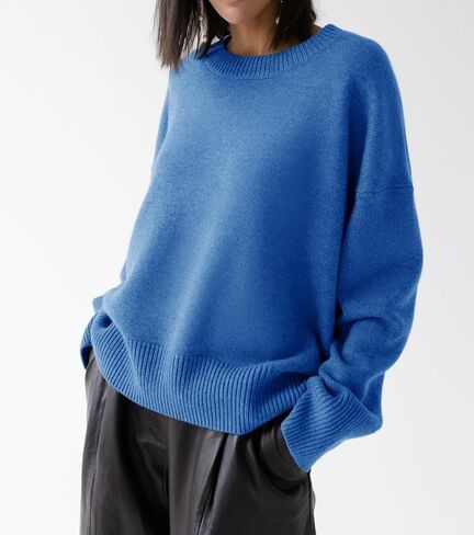Ckikiou Oversized Crewneck Soft Knitted Sweater for Women Fall Winter Long Sleeve Cute High Low Slouchy Sweater Pullover Top in Saudi Arabia