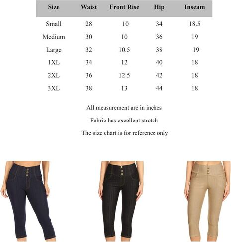 بنطال كابري دينم للسيدات بخصر عالٍ وسحب على السراويل الضيقة القابلة للتمدد مقاس عادي وكبير in Kuwait