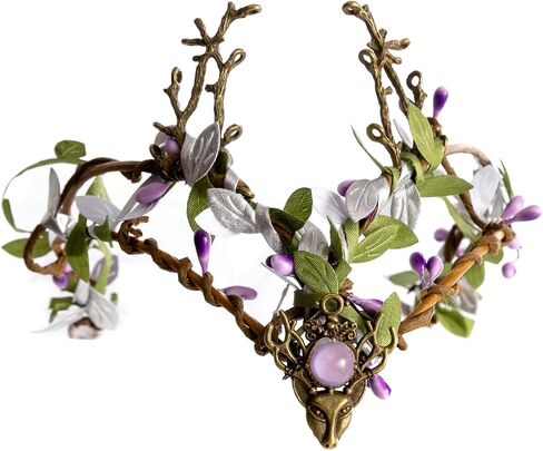 Mermaid Moon with Magnolia Goddess Headpiece for Renaissance Faire Custome Women Wedding Flower Crown Fairy Dress Bride Girl Accessorices Princess Renfaire Headbands 6 in Kuwait