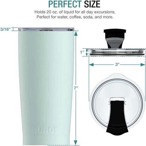 Juro Tumbler 20 أونصة من الفولاذ المقاوم للصدأ معزول بهلوان مع أغطية وقش [كوب سفر] كوب قهوة مائي مزدوج الجدار للمنزل والمكتب والعمل في الهواء الطلق رائع للمشروبات المثلجة والمشروبات الساخنة - أسود in Kuwait