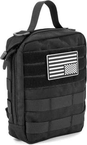 QWORK Tactical MOLLE Admin Pouch with Elastic Webbing Insert Panel, Nylon Outdoor Utility Organizer, Loop Fields, and Removable Paracord Handle — Compatible with MOLLE/PALS Systems in Saudi Arabia