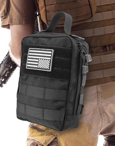 QWORK Tactical MOLLE Admin Pouch with Elastic Webbing Insert Panel, Nylon Outdoor Utility Organizer, Loop Fields, and Removable Paracord Handle — Compatible with MOLLE/PALS Systems in Saudi Arabia