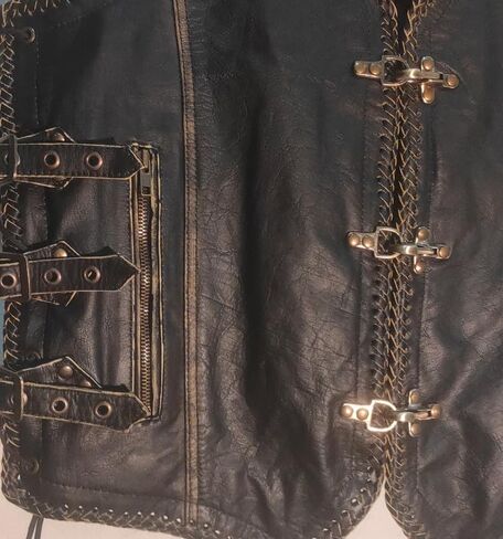 Men's Genuine Cow Leather Heavy Buckled Zipper Braided Rocker Biker Motorcycle Vest Waistcoat XS~7XL in Saudi Arabia