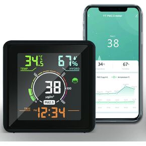 Smart Wi-Fi Air Quality Monitor, PM2.5 Detector, Temperature & Humidity Meter, Data logger via App