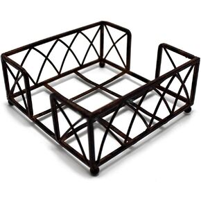 Boston International Arch Design Cocktail Napkin Holder Caddy, 5.25 x 5.25-Inches, Aged Chestnut