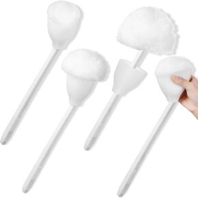 Toilet Bowl Mop Toilet Bowl Brush White Soft Swab Toilet Mop for Bathroom Toilet Brush with Holder Long Handle Toilet Bowl Brush Mop Toilet Scrubber Bathroom Accessories (4 Pcs)