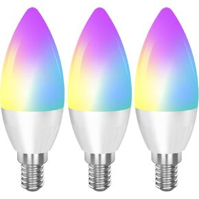 LED Smart Light Bulbs E12 Base, WiFi Smart Candelabra Bulb Compatible with Alexa Google Home IFTTT, Dimmable and RGB Color Changing Light Bulb, 320 lm 35w Equivalent (2.4 Ghz only) 2 Pack