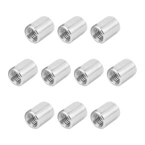 Round Connector Nuts Threaded Sleeve Rod Coupling Nut for Connect Two Threaded Shafts 10PCS