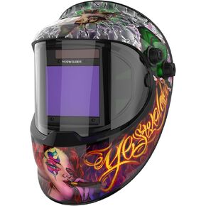 YESWELDER Large Viewing True Color Solar Powered Auto Darkening Welding Helmet with SIDE VIEW, 4 Arc Sensor Wide Shade 4/5-9/9-13 Welder Mask for TIG MIG ARC Grinding Plasma LYG-Q800D