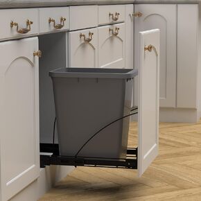 Pull Out Trash Can Under Cabinet,Cabinet Trash Can Pull Out Kit with Door Mounting Kit,Heavy Duty Ball-Bearing Slider -Waste Bin Not Included,Chrome Silver