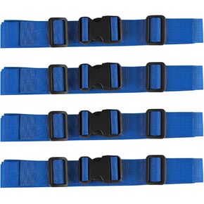 1.5" Utility Luggage Straps with Buckle Adjustable, 4-Pack (Blue, 1.5 in x 3.2 ft)
