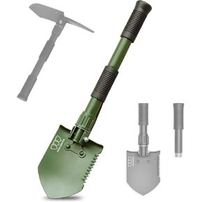 Military Folding Camping Shovel, High Carbon Steel Survival Shovel Entrenching Tool Handle with Carrying Pouch (OD Green 1.1lb) in Kuwait