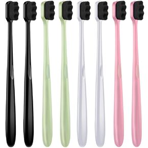 Patelai 8 Pieces Soft Toothbrush Micro Nano Extra Soft Bristles Manual Soft Toothbrush with 20,000 Bristles for Teeth Oral Gum Recession Adults Kids Child (Black with Black Bristle)