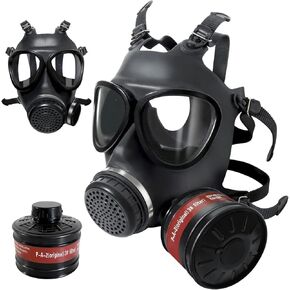 Full Face Respirator Gas Mask Survival Nuclear and Chemical with Filters for Chemical, Organic Vapor, Dust, Paint