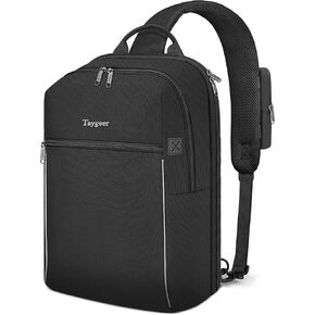 Taygeer Mens Sling Bag, Large Crossbody Sling Backpack with Convertible Shoulder Strap, Multipurpose Lightweight Cross Body Chest Shoulder Bag Casual Daypacks for Travel Outdoor Cycling Hiking, Black