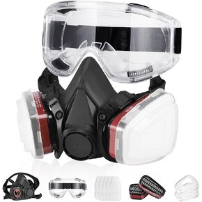 Gas Masks Survival Nuclear and Chemical - Reusable Full Face Respirator Gas Mask with Activated Carbon Filter