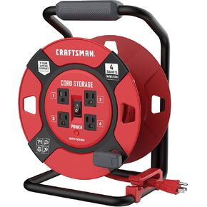 CRAFTSMAN Retractable Extension Cord Reel 1 Ft. With 4 Outlets, Cable Management & Heavy Duty 14AWG SJTW Cable