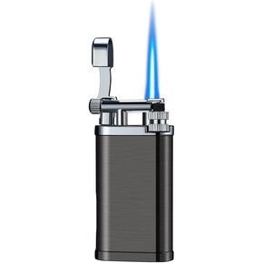 Windproof Torch Lighter - Adjustable Jet Flame Butane Lighter, Mini Refillable Windproof Cool Lighters (Without Gas) (Black)