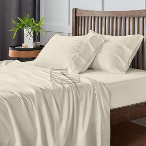Short Queen Sheets for RV Camper-Queen Short Sheets for RV-Cotton Short Queen Sheets-RV Queen Sheets Cotton-4 Piece Sheet Set-16 Inch Deep Pocket Fitted Sheet with Elastic All Around(Ivory)