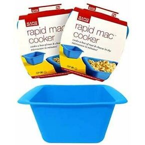 Rapid Mac Cooker | Microwave Macaroni & Cheese in 5 Minutes | Perfect for Dorm, Small Kitchen or Office | Dishwasher Safe, Microwaveable, BPA-Free | Blue, 2 Pack