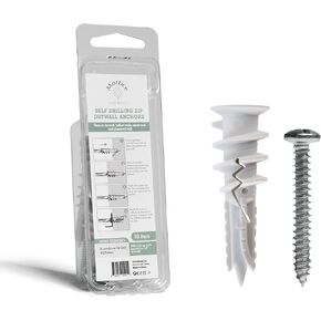 Premium Splitting Nylon 66 Self-Drilling Drywall Anchors and Screws Kit | Used On Drywall, Plaster Board, Sheetrock, Gypsum, Hollow Wall | 10#8X 1-1/4 Philips Screws and 10 Plastic Anchors - 90 Lbs